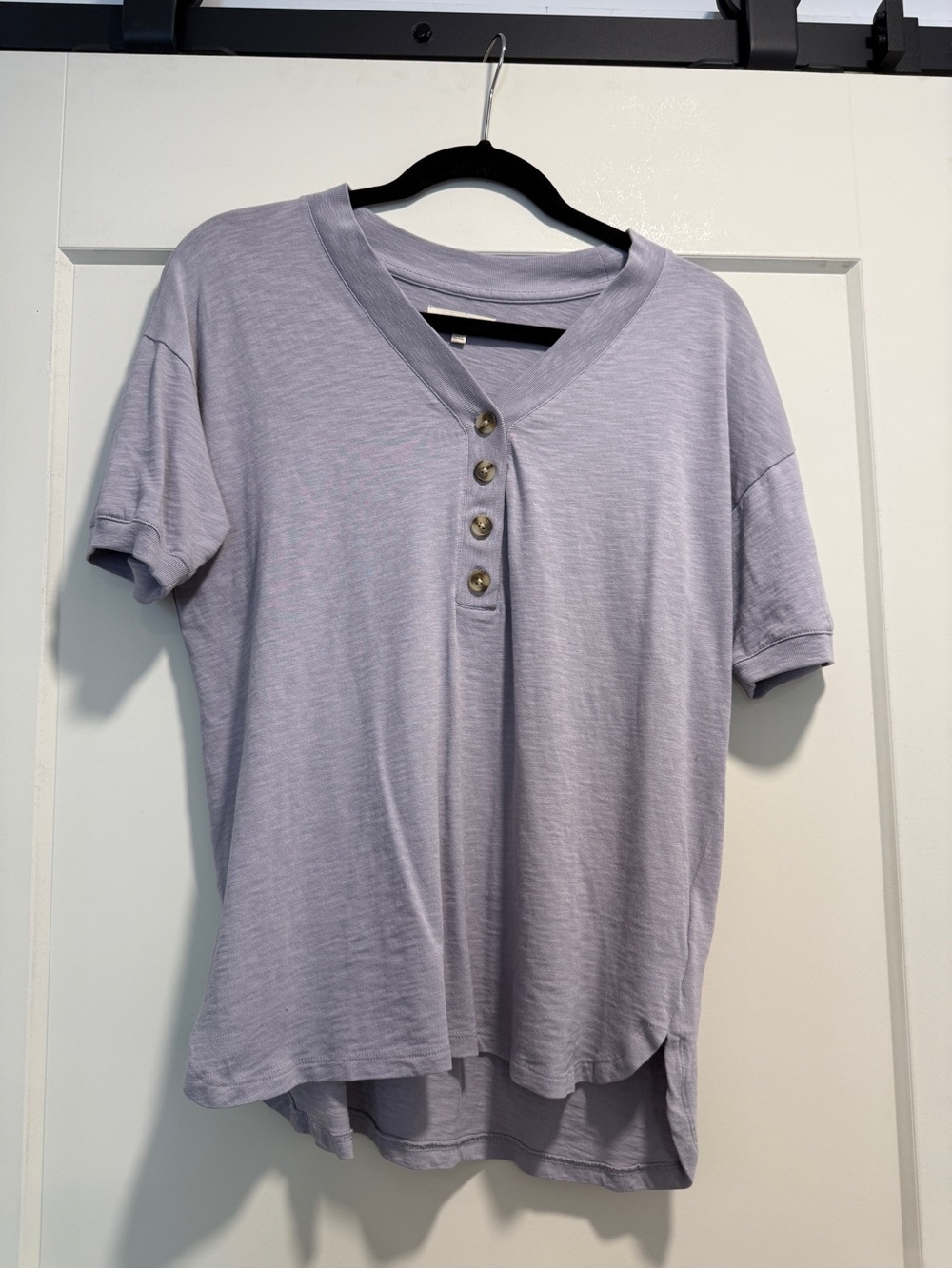 Madewell Lavender Short Sleeve Henley Tee